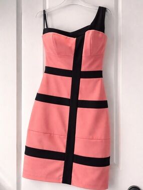 XOXO Pink and Black One-Shoulder Mini Dress
